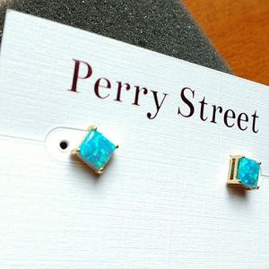 Perry Street Blue Opal Stud Earrings